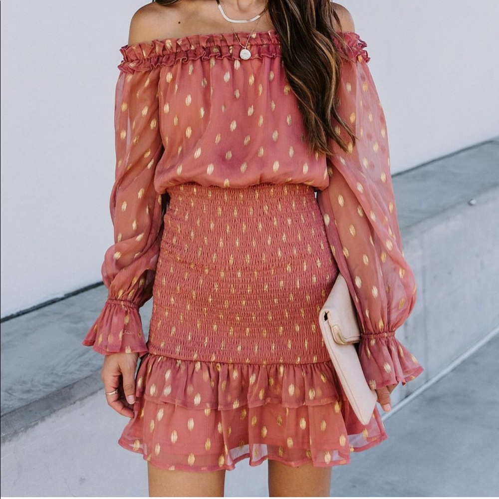 Smocked off the shoulder dress